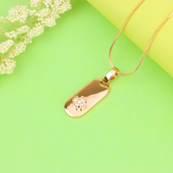 "Rose Gold Bar Pendant with Mini Cross and Crystal Accents, XPPT1253 - Picture 11 of 12